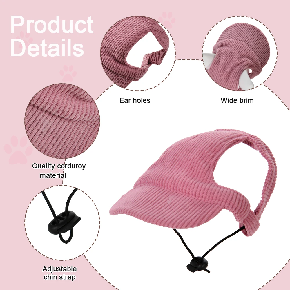 Gorro para perro con orificios para las orejas, gorra de béisbol ajustable para perros pequeños, medianos y grandes, gatos, caminatas al aire libre, senderismo, suministros para sombreros para el sol para cachorros - imagen 4