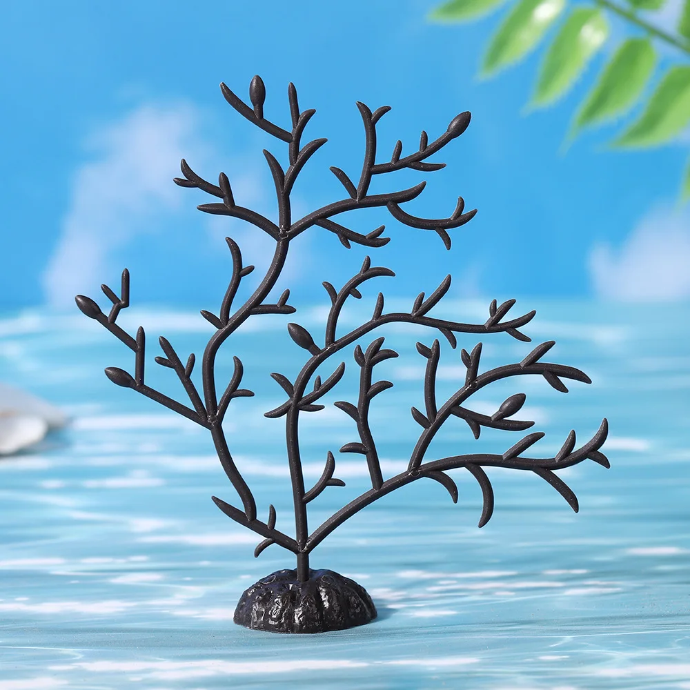 Árbol de cícada artificial negro – planta acuática para acuarios - imagen 3