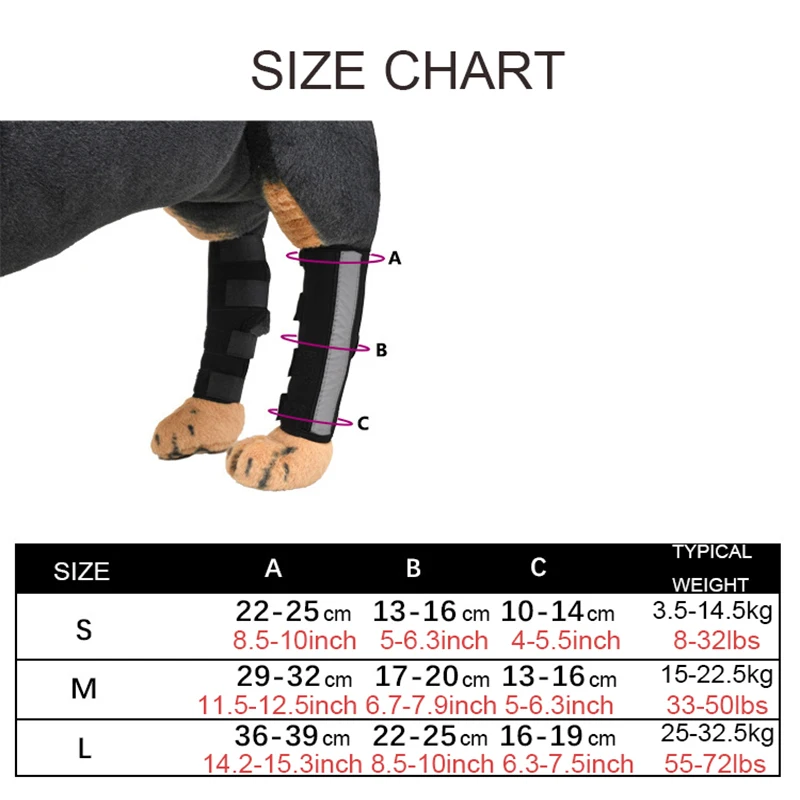 Par de envoltura de soporte para pierna delantera canina para perro, envoltura de manga de compresión para pierna de mascota con tira de Metal, correas reflectantes, varilla de soporte - imagen 2