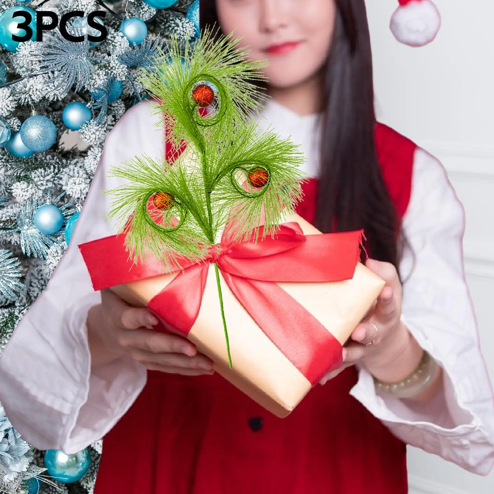 3Pcs Christmas Tree Picks Artificial Craft Decorative Home 17'' Wedding Office