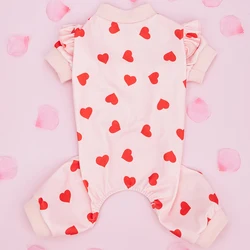 Pijama de perro pequeño San Valentín con corazones rosas