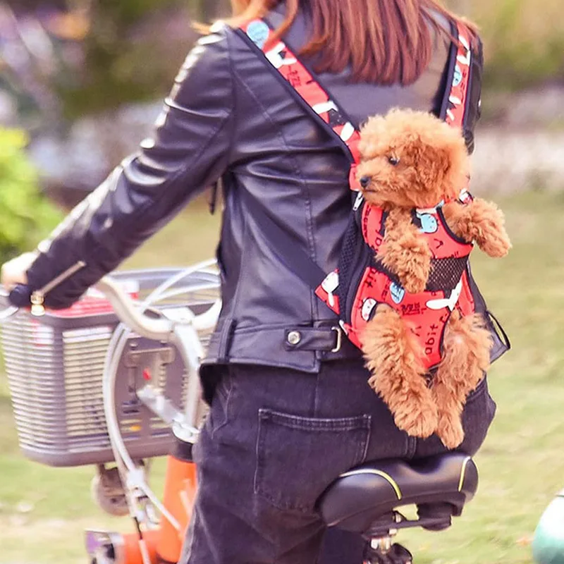 Bolsa de transporte para mascotas de lona transpirable y elegante, mochila portátil para perros, portador de pecho para Yorkshire, Chihuahua, cachorro, gato, transporte al aire libre - imagen 4