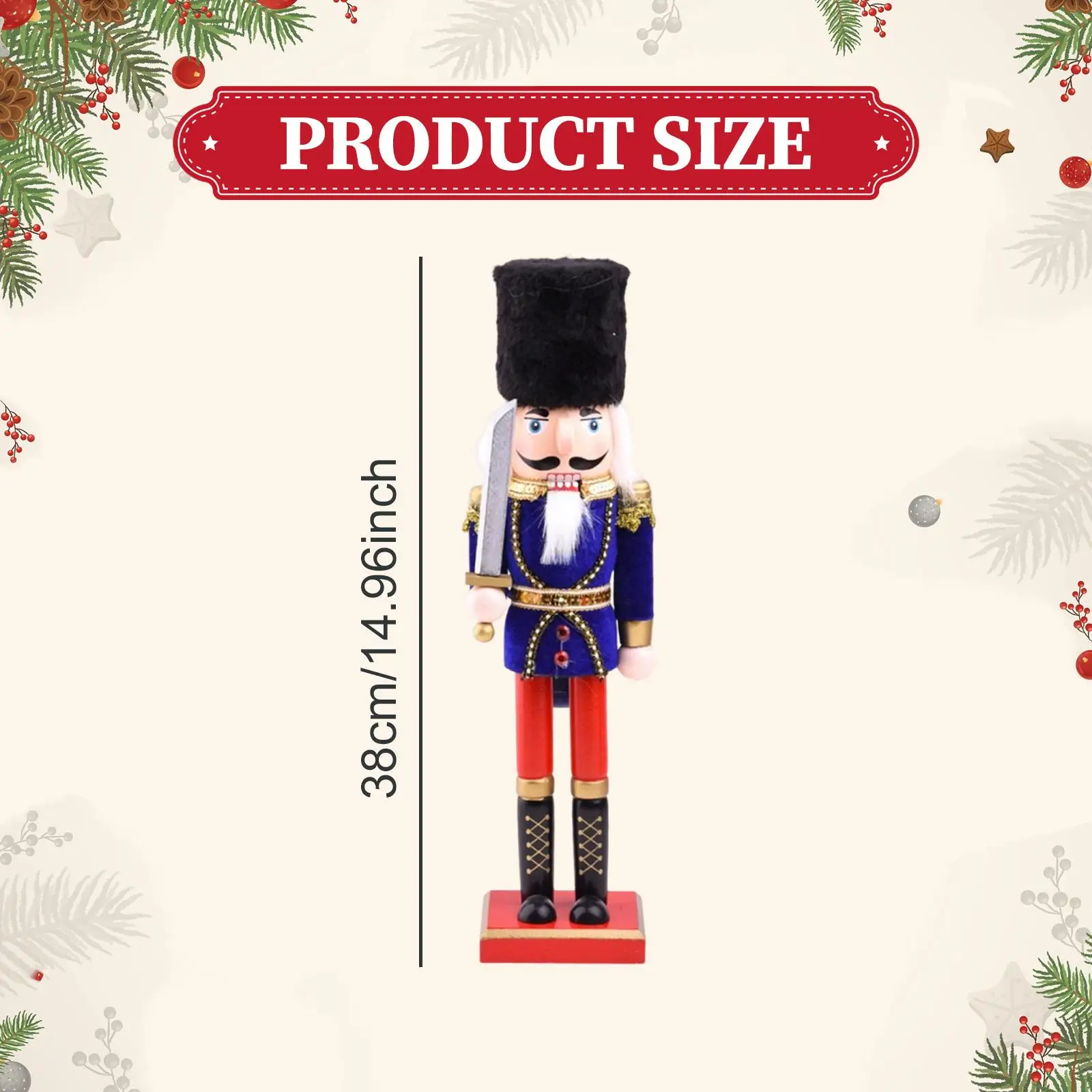Nutcracker Statue Wood Ornament Large Christmas Figurine Decorative Sculpture for Living Room and Office Nutcracker Statue Wood Ornament Large Christmas Figurine Decorative Sculpture for Living Room and Office