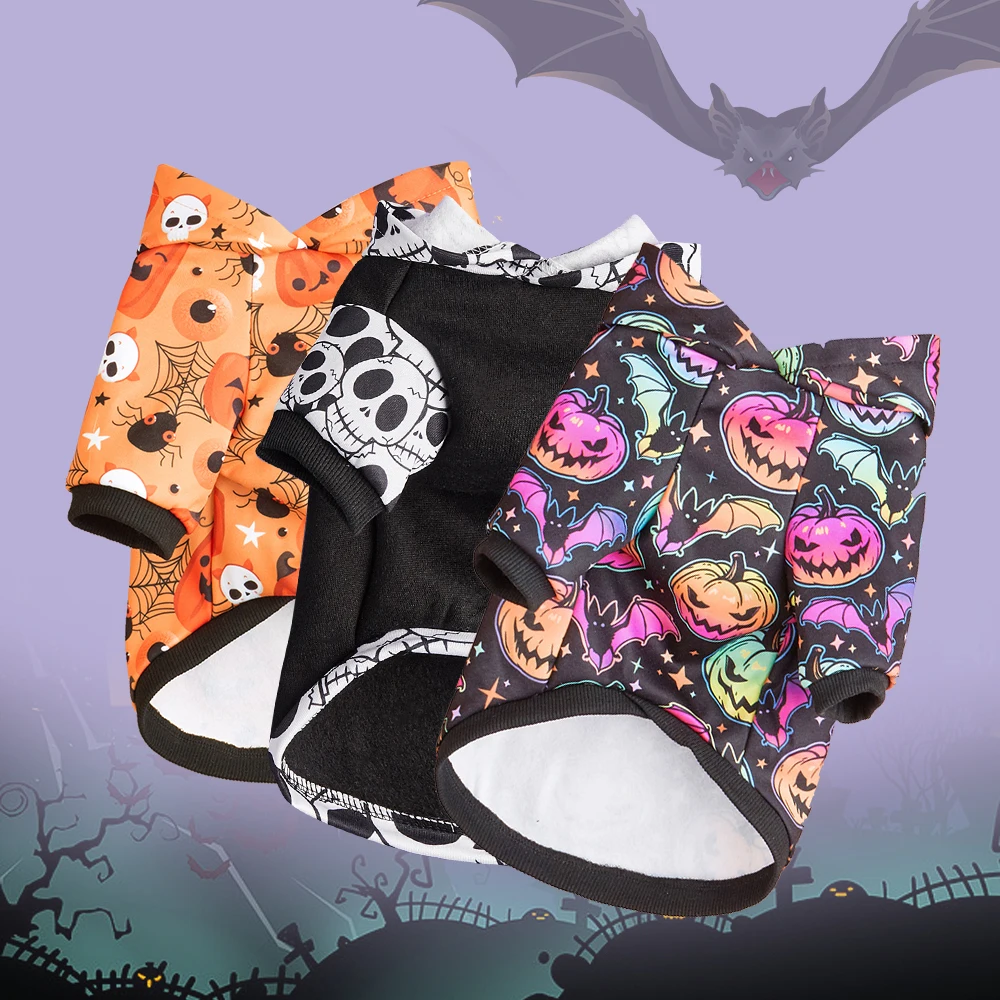 Ropa para mascotas espeluznante: sudadera con capucha para perros con estampado de Halloween y sudadera para gatos - imagen 3