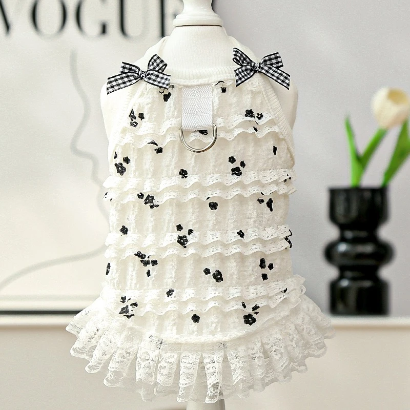 Falda tutú de pastel en capas para perros York, lazo de celosía, decoración para fiesta, boda, cachorro, vestido de verano, monos transpirables para mascotas - imagen 5