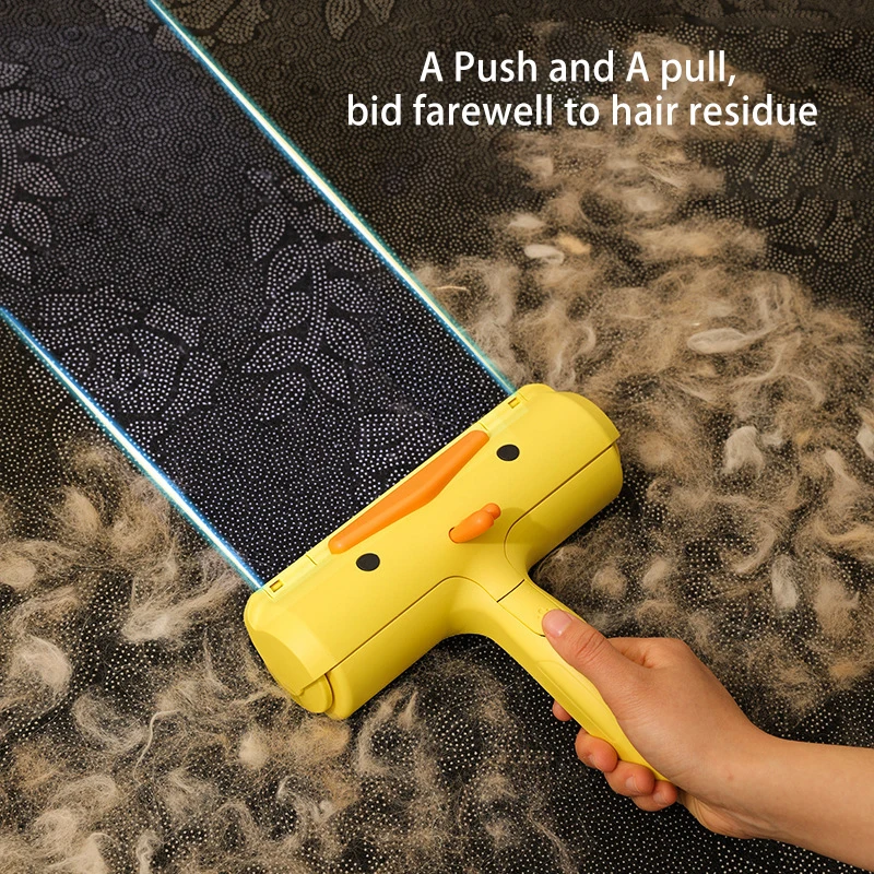 Rodillo de pegatina para pelo de mascotas, cepillo bidireccional para quitar el pelo, ropa, sofá, pegatina de limpieza, peine de pato amarillo, gato y perro - imagen 5