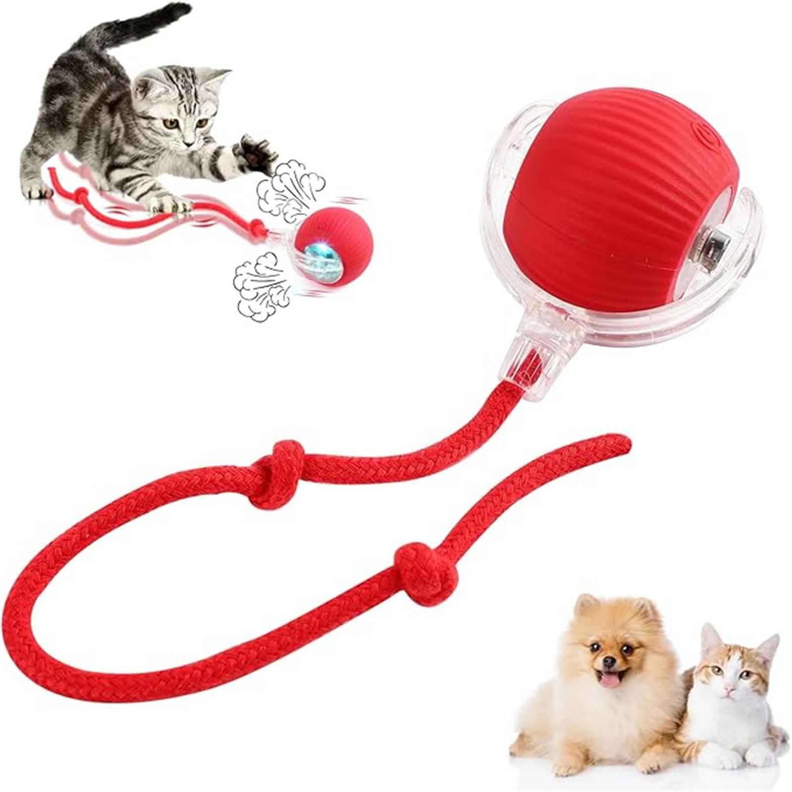 Juguetes interactivos recargables por USB para gatos, bolas rodantes eléctricas automáticas para gatitos, Teasers automáticos inteligentes con cola, regalo de cumpleaños