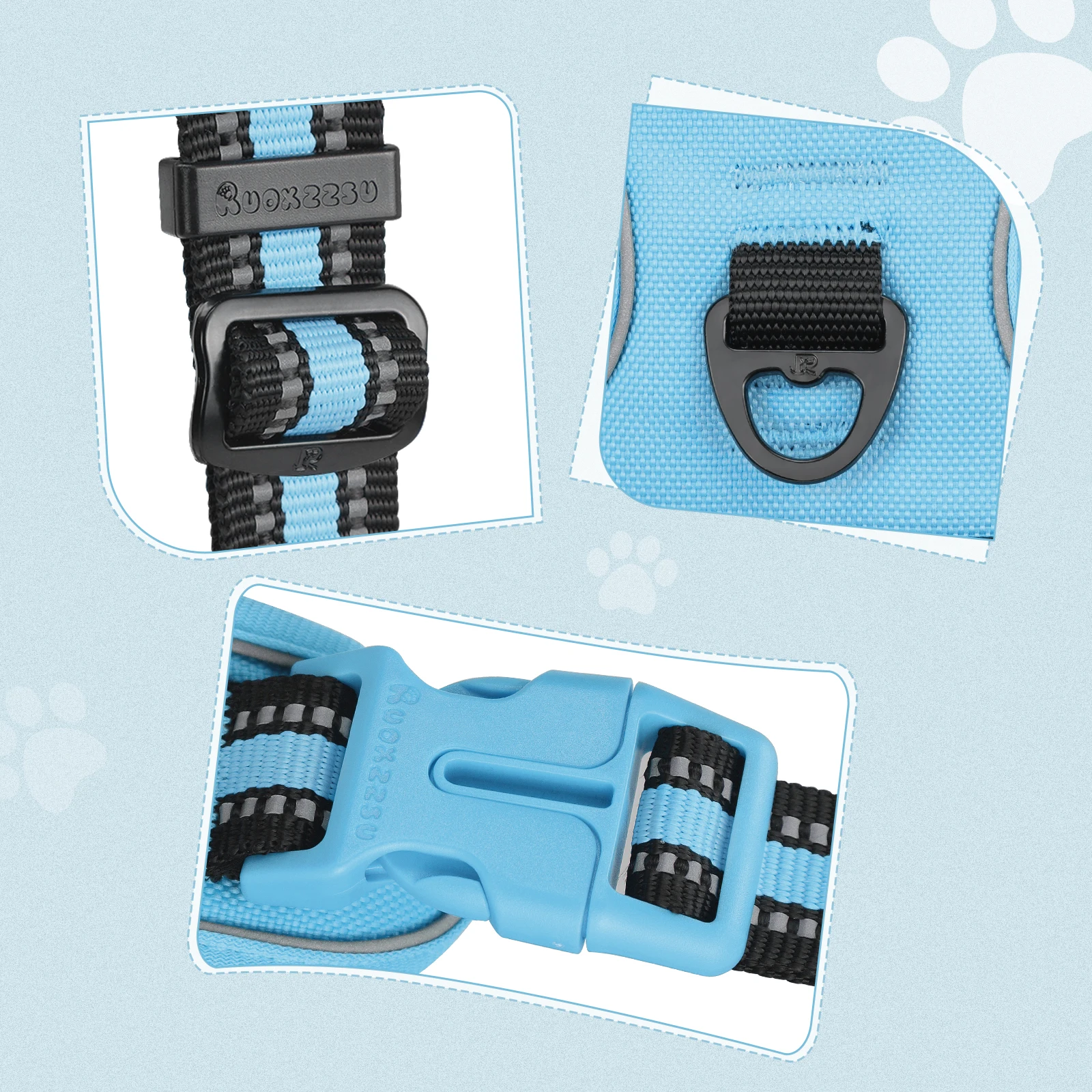 Arneses para perros/mascotas, chaleco Oxford reflectante ajustable para exteriores, clips de correa delantera/trasera para perros pequeños, medianos, grandes, extragrandes, - imagen 4