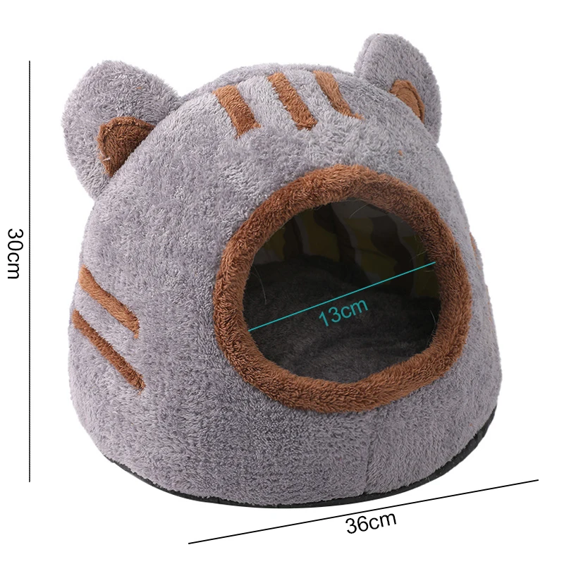 Cama cómoda para dormir profundamente en invierno para gatos, tienda de campaña de felpa con alfombrilla, cueva de dibujos animados para gatitos, casa para perros pequeños, productos para mascotas, nido acogedor para interiores - imagen 5