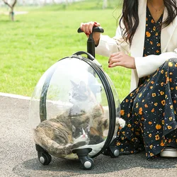 Cubierta de carrito transparente para mascotas, carrito portátil de viaje para perros y gatos, carrito de gran capacidad con ventilación, suministros y accesorios para transportar mascotas