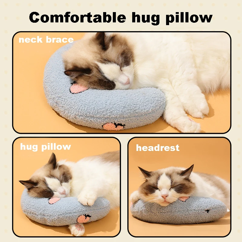 Almohada para Gato, almohada para dormir para perros pequeños, almohada pequeña para gatos, Protector de cuello para cachorros, sueño profundo, almohada en forma de U, reposacabezas para gatitos - imagen 4