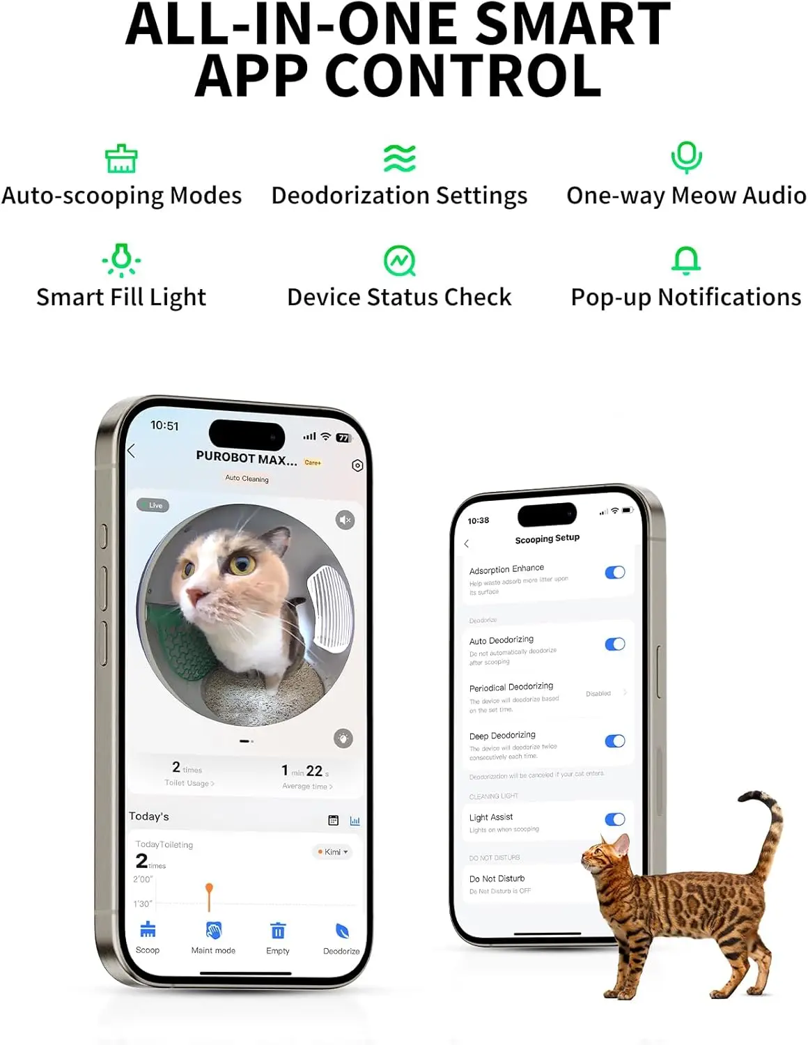 PETKIT PUROBOT MAX PRO-caja de arena inteligente automática para gatos, autolimpiante, cámara AI, inodoro para mascotas, eliminación de olores, Control por aplicación, versión Global - imagen 3