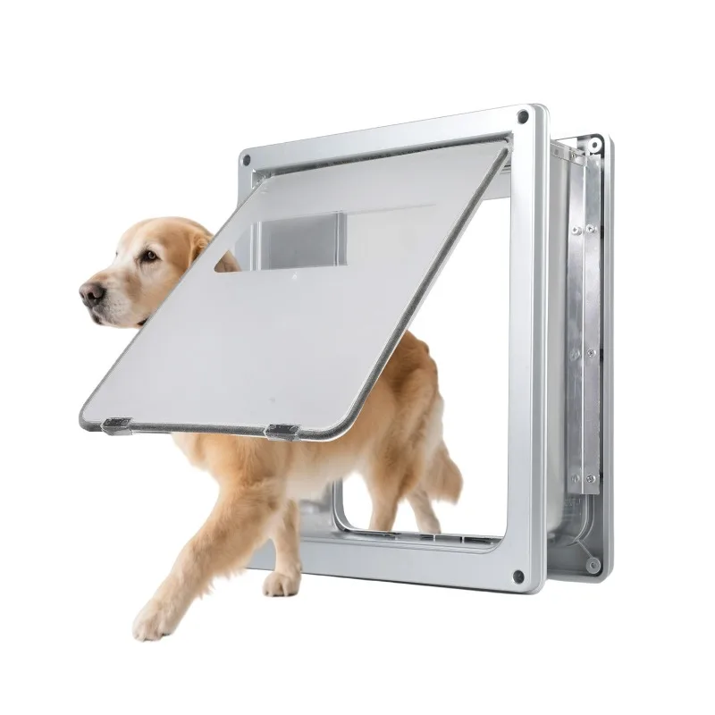 Puerta de aluminio con tapa magnética para gatos y perros (pared)