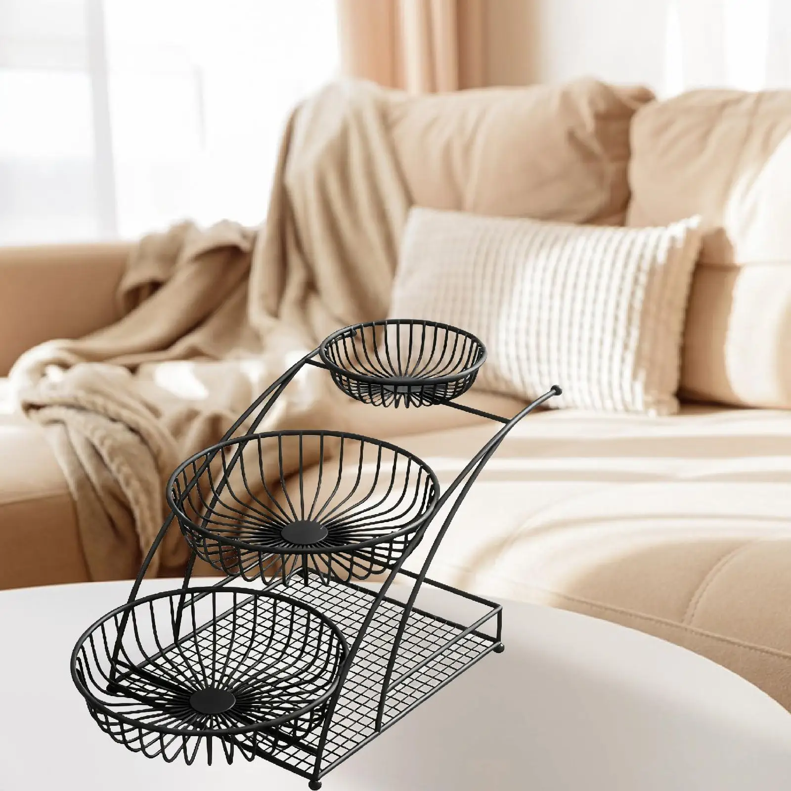 Cesta de frutas de 3 niveles, organizador de artículos diversos de escritorio, soporte de fruta, decoración para encimera - imagen 5