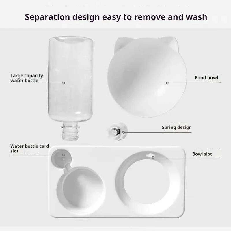 15 °   Cuencos dobles inclinados para mascotas: cuenco elevado para comida y agua para perros y gatos con botella de agua automática - imagen 4