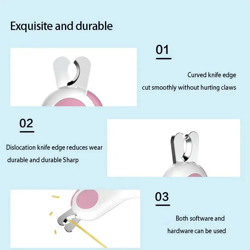 Cortadora de uñas con luz LED para perros y gatos, cortadora profesional de garras para mascotas con bloqueo de seguridad, Kit de herramientas de cuidado para cachorros y gatitos - imagen 5