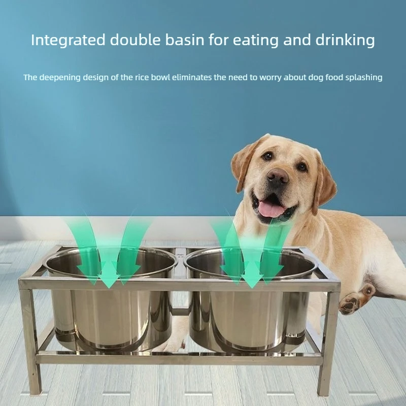 Comedero doble para perros acero inoxidable soporte protección cuello - imagen 2