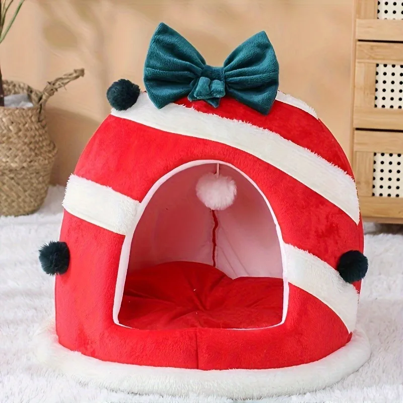 Cama navideña para gatos, productos para mascotas, cojines de invierno, suministros para casas y Habitats de Halloween, accesorios para casas, todos los gatitos - imagen 4
