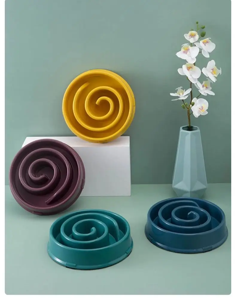 Cuenco de alimentación lenta para mascotas con forma de remolino para perros y gatos, plato de comida antideslizante resistente a mordeduras no tóxico con columnas elevadas - imagen 3