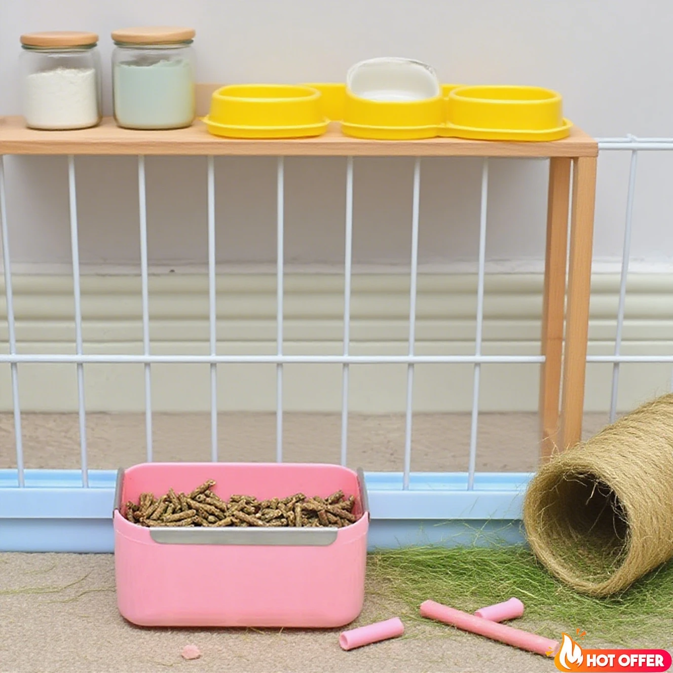 Accesorios de comida para mascotas, cuenco para conejos, cuenco fijo anticaída de gran capacidad, resistente a impactos, dispensador para mascotas, conejillo de indias