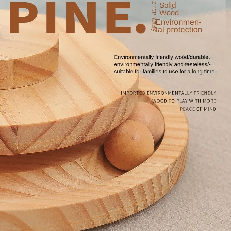 Alimentador de comida para gato y mascota, 2 en 1 bola de madera, Bola de vaso, Juguetes Divertidos, columpio, palo, juego interactivo para ejercicio - imagen 4