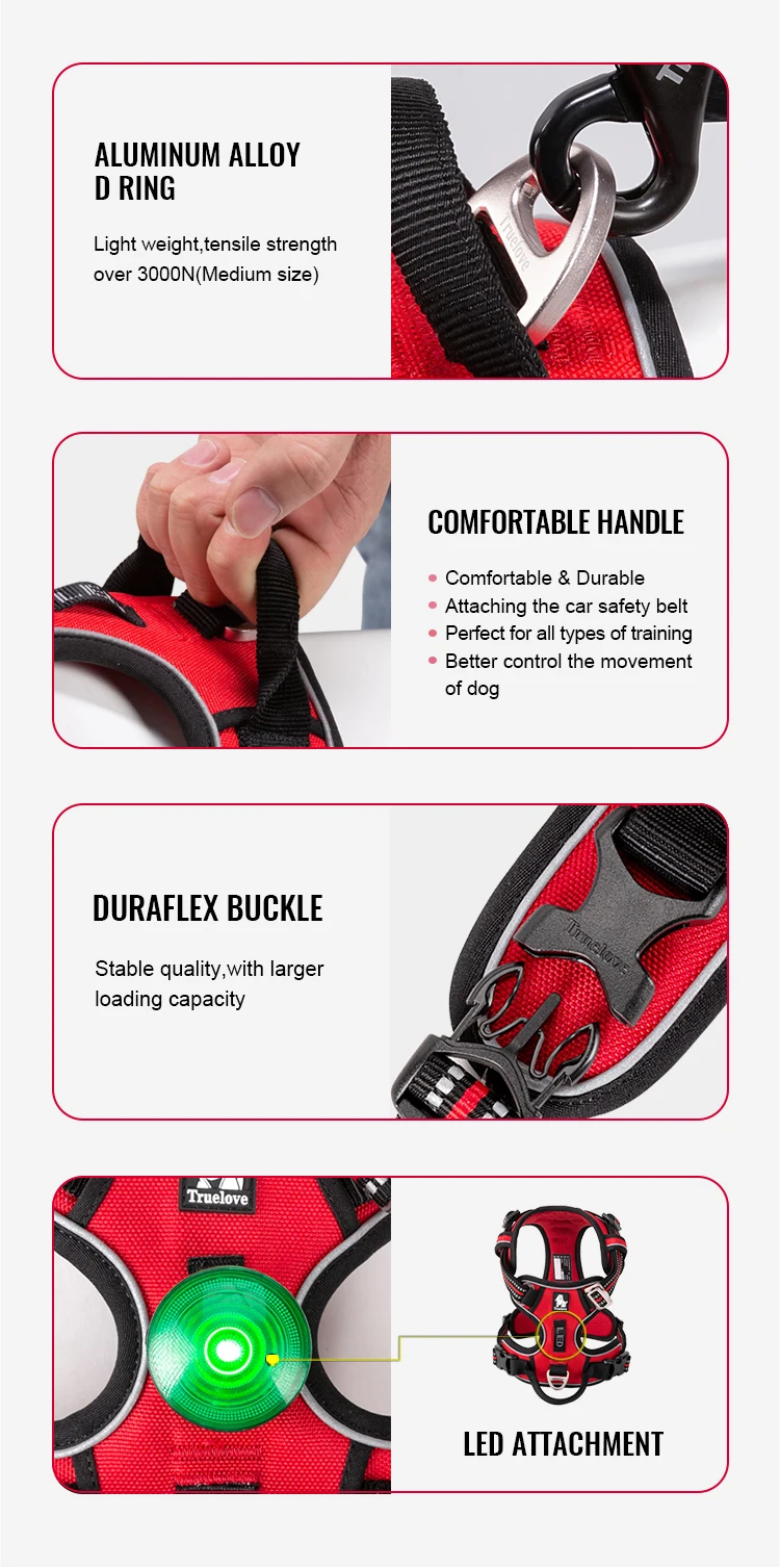 Truelove, productos más vendidos en Stock, arnés para perro ajustable reflectante sin tirones, arnés de malla transpirable para mascotas, conjunto de Collar con correa - imagen 3