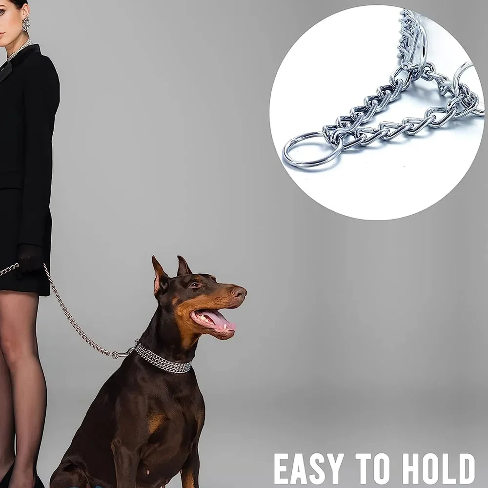 Strong Dog Chain Collar Chew Proof Triple Row Chain Adjustable Walking Collar Metal Cuban Link Dog Collar - imagen 4