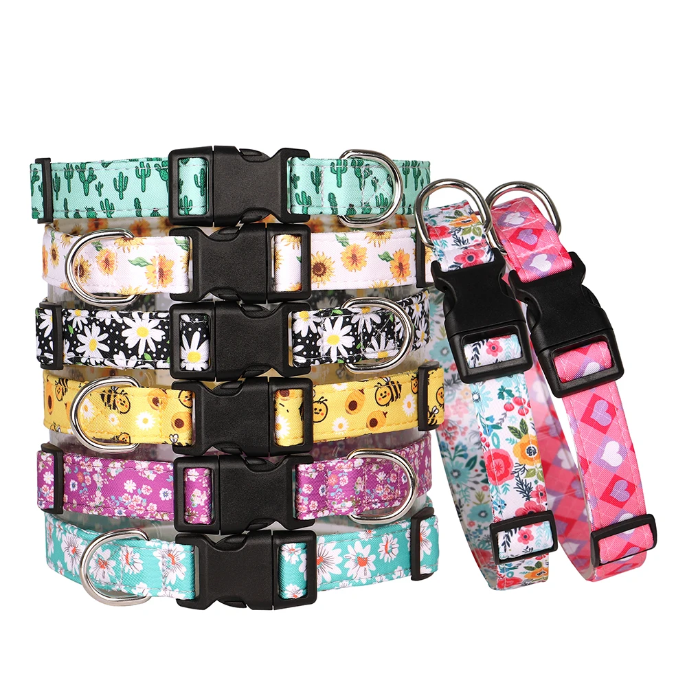Collar de nailon para perro, collares para perro con estampado bonito, Collar para cachorro de mascota para primavera y verano, ajustable para perros pequeños, medianos y grandes, Chihuahua Pug - imagen 2