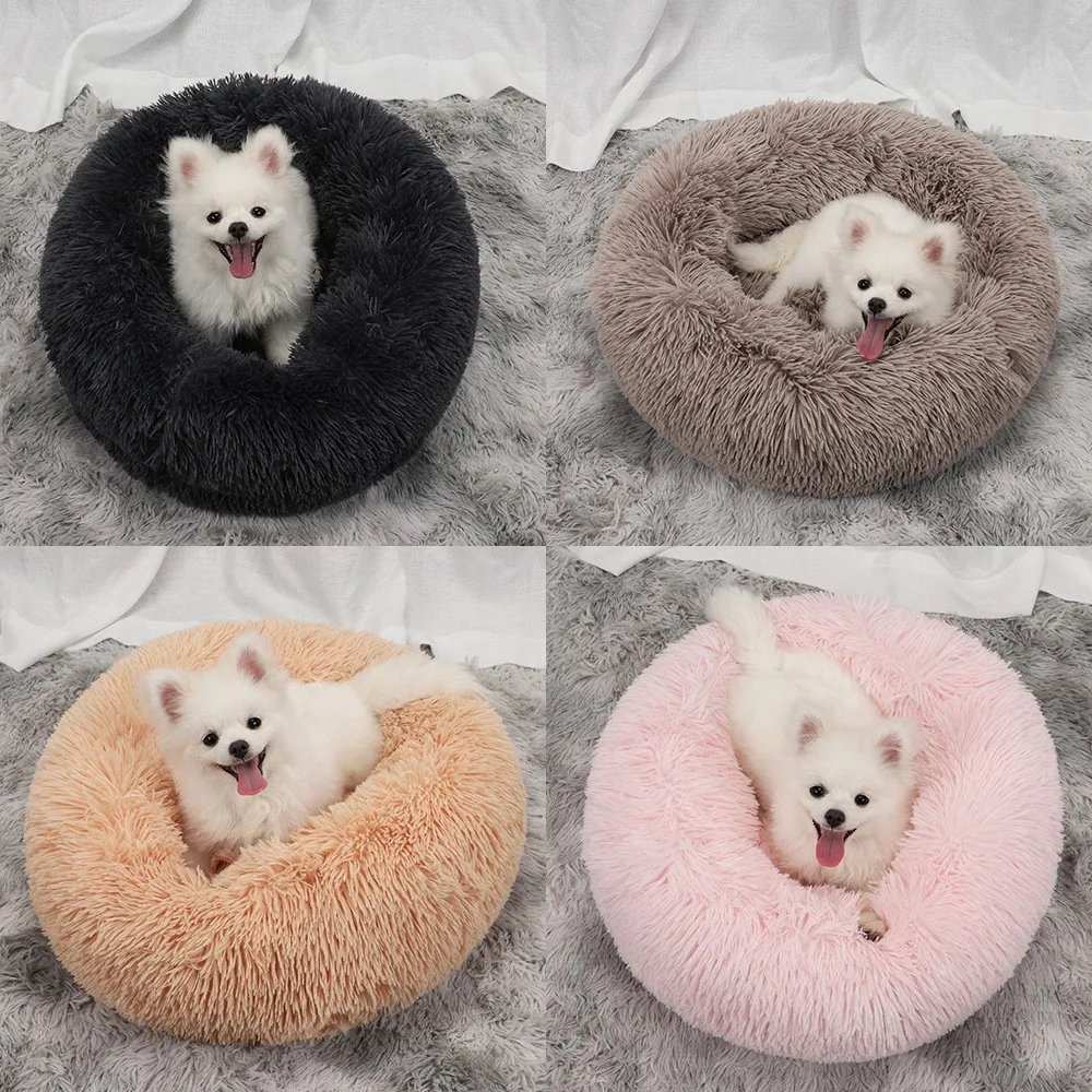 Cama para perro Donut, cesta de felpa, accesorios para mascotas, redondo, pequeño, esponjoso, cojín mediano, sofá, lavable, cálido, camas grandes para perros, estera para cachorro - imagen 2