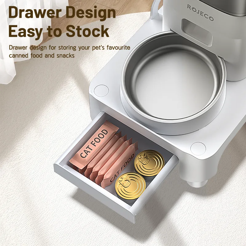 ROJECO-comedero multifunción con soporte elevado, dispensador de comida de tazón individual y doble para mascotas, tamaño de altura ajustable para alimentador de perros y gatos - imagen 3