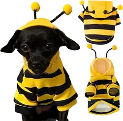 Disfraz para perro de abeja con capucha a rayas para Halloween