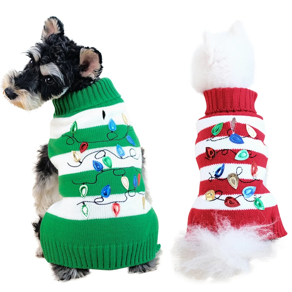 Suéteres navideños para perros pequeños, ropa cálida de invierno para mascotas, suéter suave para gatos, abrigo para Chihuahua, chaqueta para cachorros - imagen 2