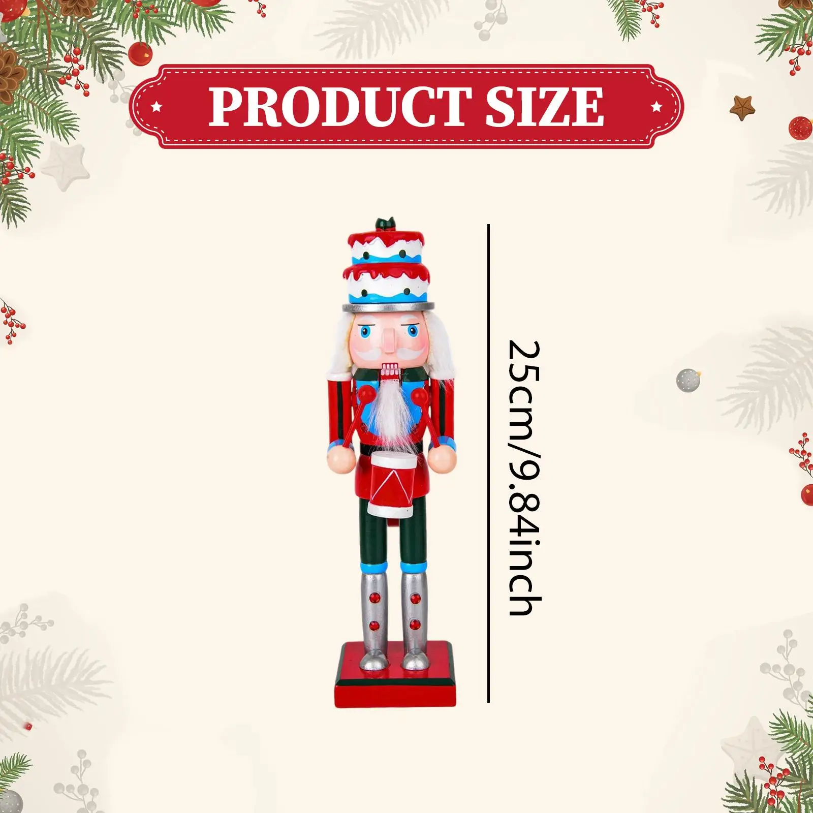 Christmas Nutcracker Figurine 9.84inch Tall Nostalgic Standing on Base Craft Toy Christmas Nutcracker Figurine 9.84inch Tall Nostalgic Standing on Base Craft Toy