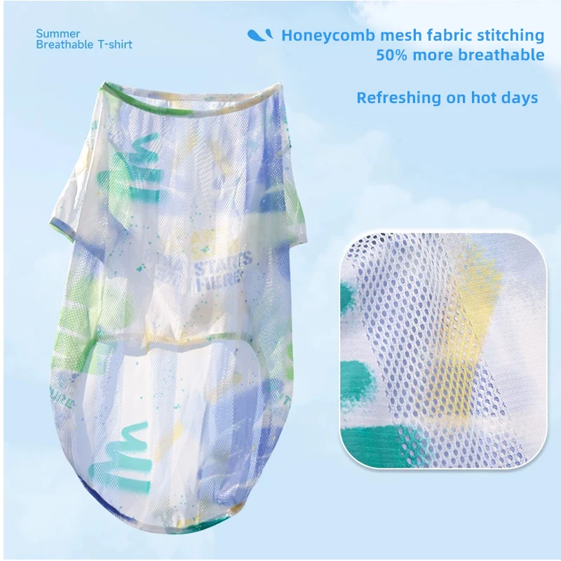 HOOPET Chaleco refrescante de verano para perros para razas medianas, camisa antisuciedad de malla transpirable, ropa elástica de moda para mascotas para fronteras - imagen 5
