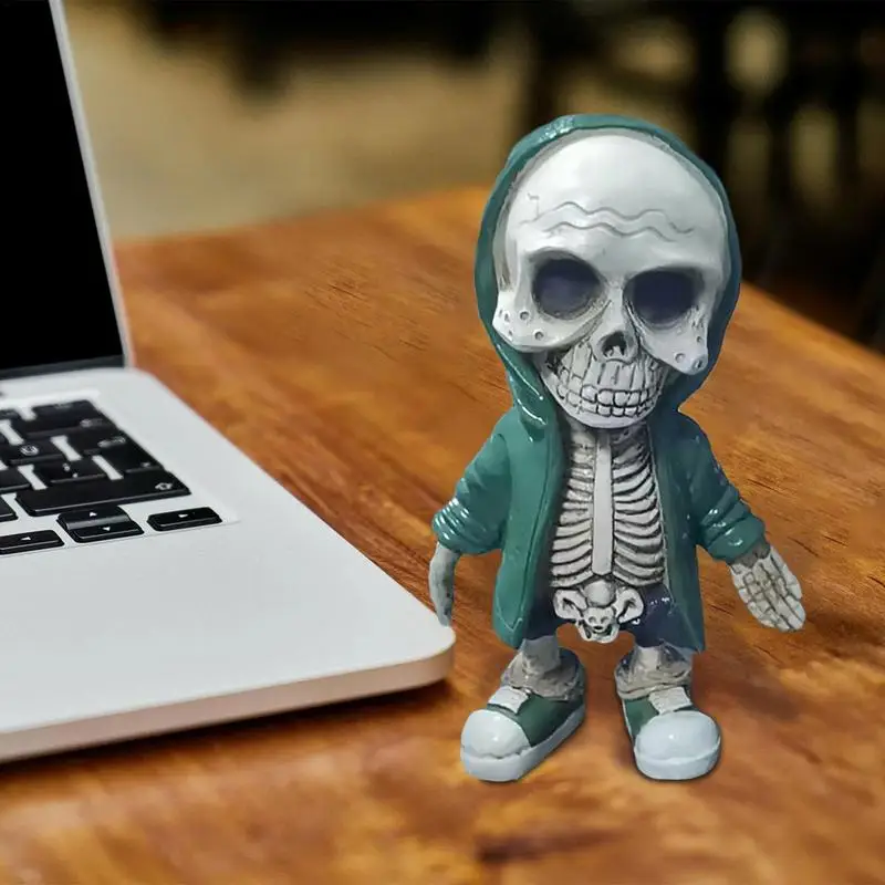 Figuritas de esqueleto en miniatura, escultura decorativa de resina, adorno portátil, escritorio de fiesta en casa, Halloween - imagen 3