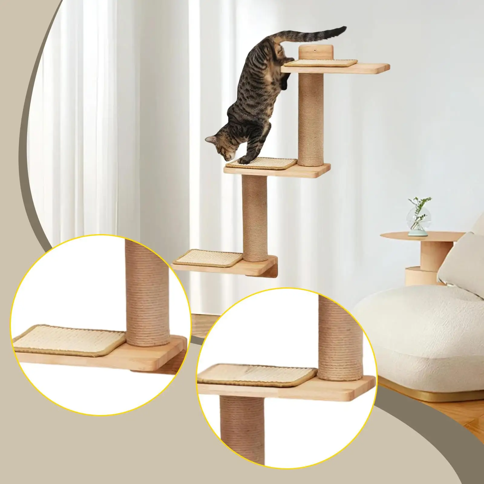 Cat Wall Shelves Steps Perch Supplies for Cats Cat Stairway for Jumping Exercise Scratching Lounging
