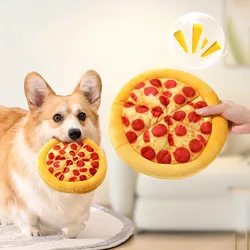 Juguete para perros de lana con chirrido en forma de pizza