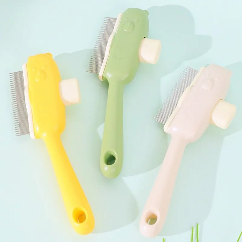 Peine para perros, cepillo automático para perros, removedor de pelo de dientes densos para mascotas, cepillo autolimpiante para gatos, peines con mango cómodo para el cuidado de perros - imagen 4