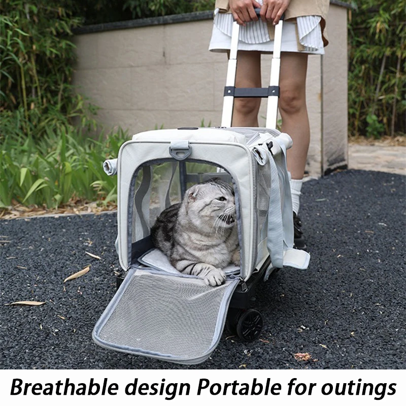 Outdoor Pets Strollers on Wheels Small Dog Cat Luxury Strollers Travel Cheap Cute Foldable Pets Trolley Carrier Breathable - imagen 4