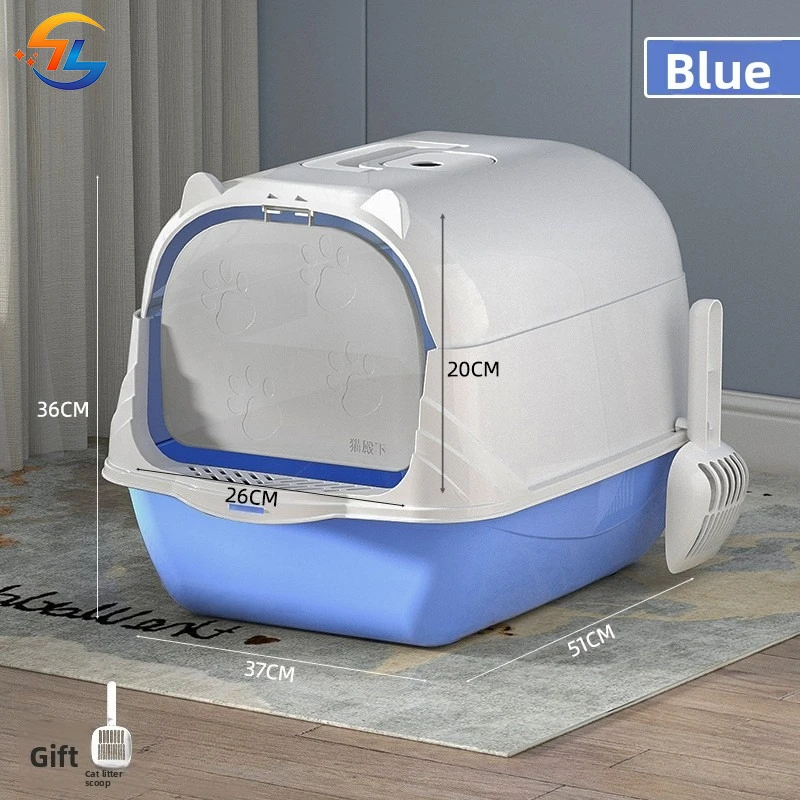 Citas de cama para gatos, caja de arena para gatos completamente cerrada, suministros grandes para mascotas, inodoro portátil a prueba de salpicaduras para gatos - imagen 5