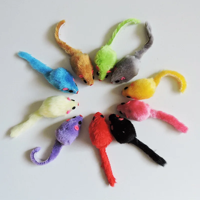 Juguete de peluche peludo para gatos, ratones interactivos suaves y sólidos, juguetes para gatos divertidos, suministros de juego de entrenamiento para rascar, 5 uds. - imagen 3