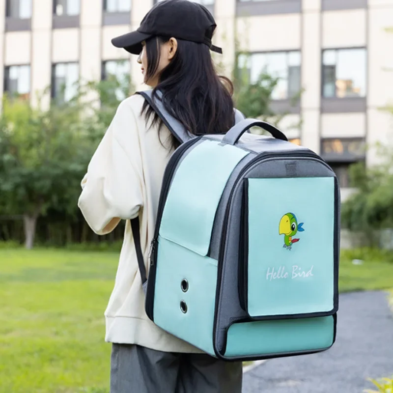 Nueva jaula para pájaros, jaula para loros, doble hombro, bolsa para salir de pájaros, bolsa para loros, mochila transpirable de doble hombro para Gato, transportador para gatos - imagen 3