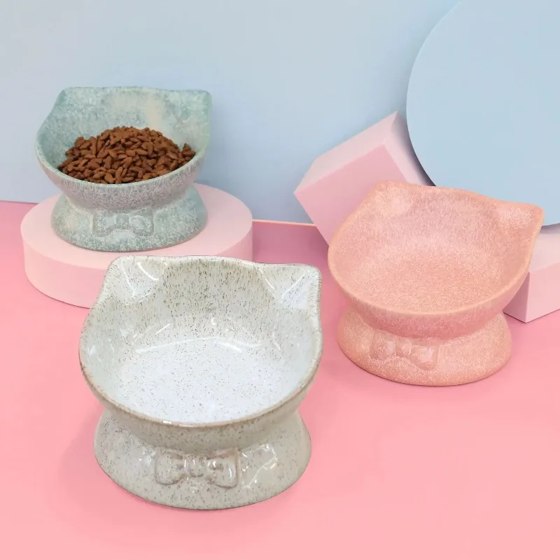 Cuenco de cerámica para gatos, perros, protección del cuello, comederos para mascotas con boca inclinada - imagen 2