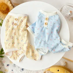 Monos cálidos de invierno para perros, ropa de cuatro patas a la moda para perros, pijamas con estampado de flores para cachorros, monos suaves y bonitos para gatos, monos para mascotas