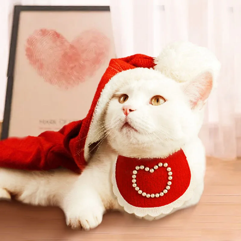 Bufanda con bordado de perlas INS para mascotas, babero de perlas de amor, pajarita para perros, accesorios de aseo para perros - imagen 2