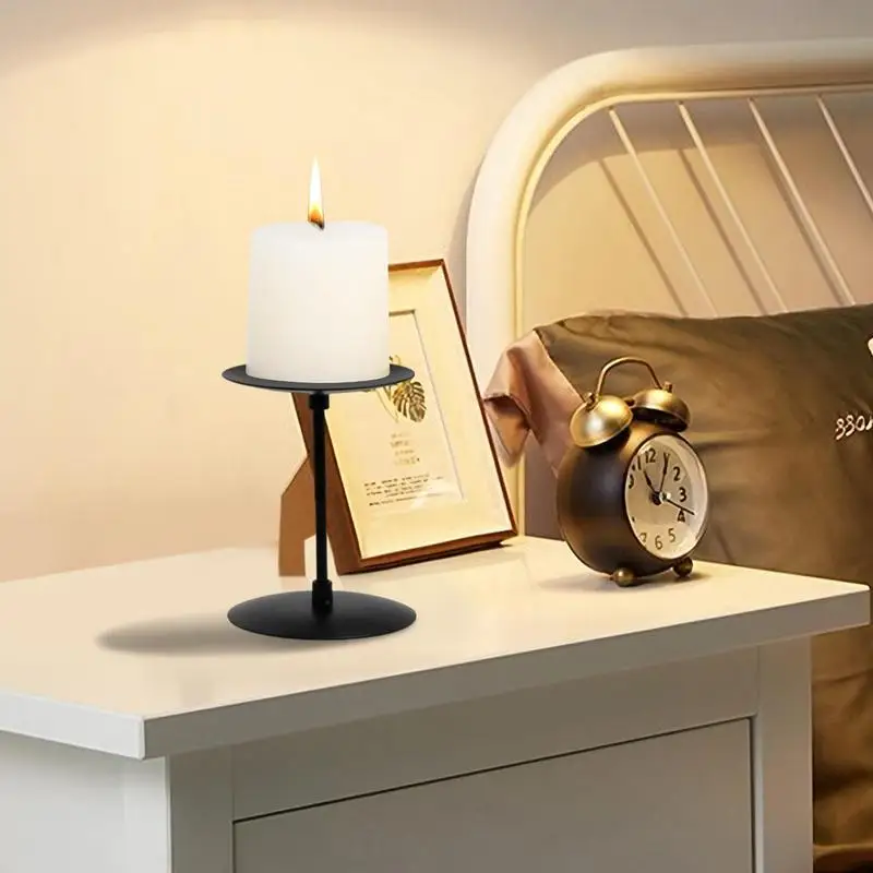 Candelabro de hierro negro de 3 piezas, soporte decorativo para el hogar, pilar de hierro, Pedestal, regalo artístico, boda y cumpleaños - imagen 4