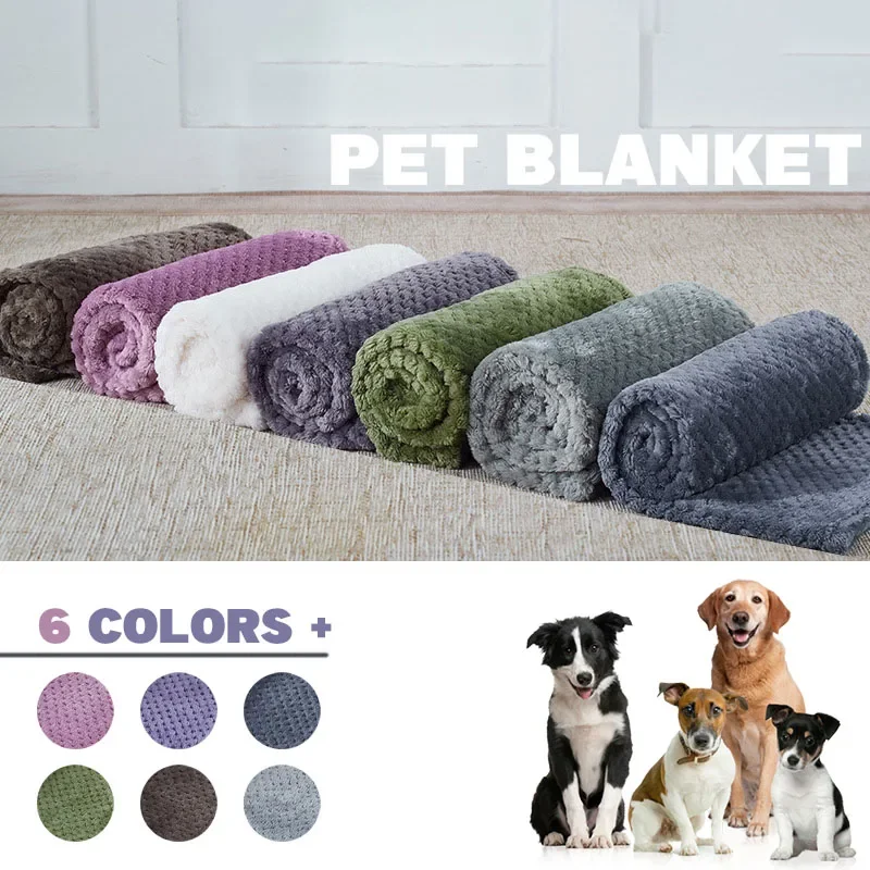 Manta suave para mascotas, manta para dormir de perro de peluche, Color sólido, lavable, almohadilla para sofá, manta cálida portátil para cama de gato, alfombra para el hogar para invierno