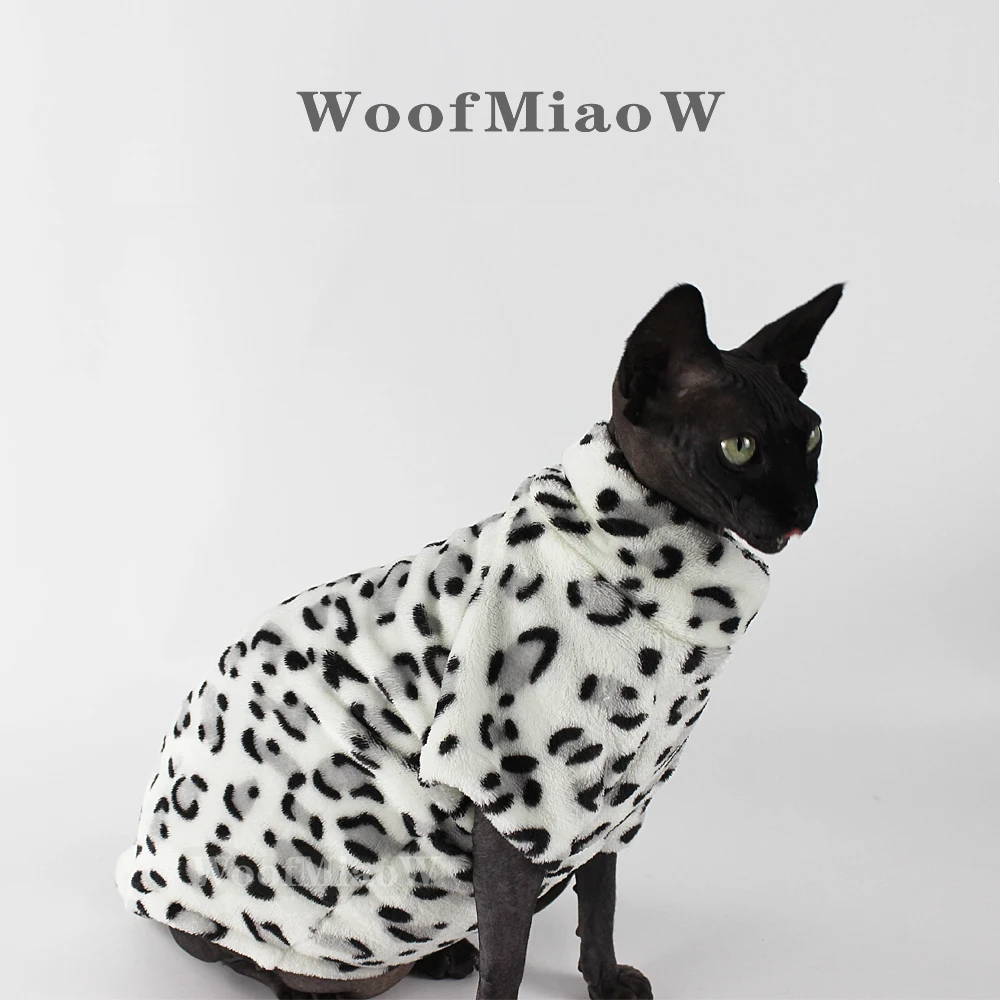 Ropa para gatos con estampado de leopardo, moda de invierno, suave y cálida para gatos Sphynx, ropa cómoda y gruesa sin pelo para gatos y gatitos - imagen 4