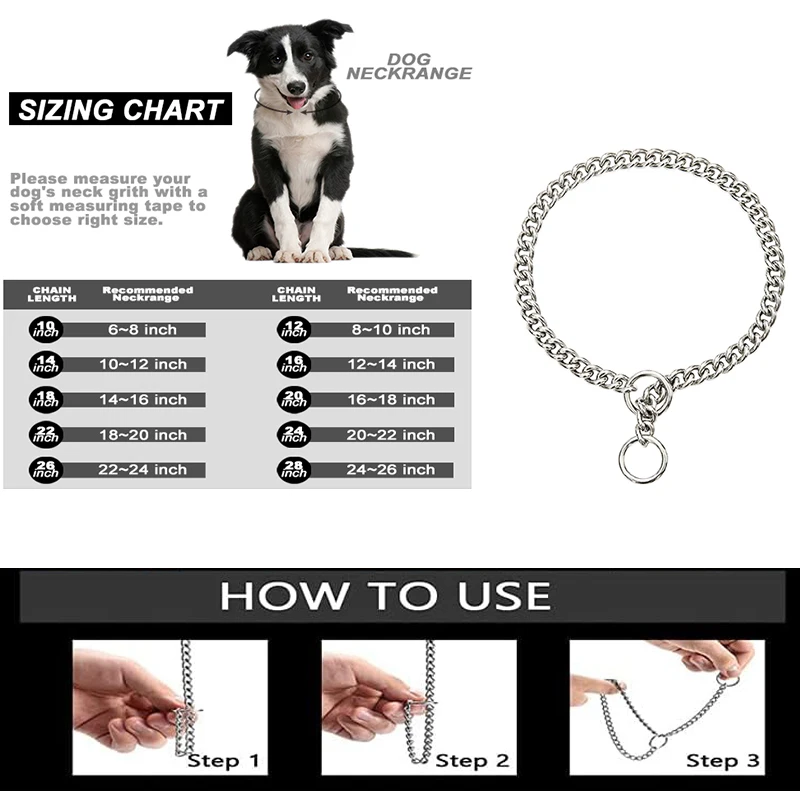 Collar de cadena de plata duradero para perros, Collar de eslabones cubanos de estrangulador de acero inoxidable, Collar de entrenamiento para mascotas para perros pequeños, medianos y grandes Pitbul - imagen 5