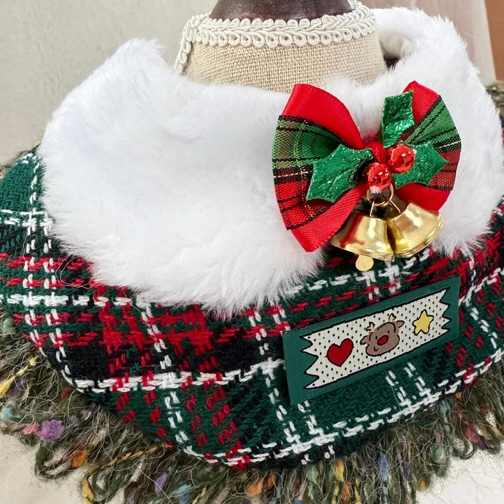 Bufanda de otoño e invierno para mascotas, chal de Navidad verde, bufanda para perros y gatos, Collar, corbata, decoración para mascotas, ropa para perros pequeños, ropa para cachorros - imagen 2